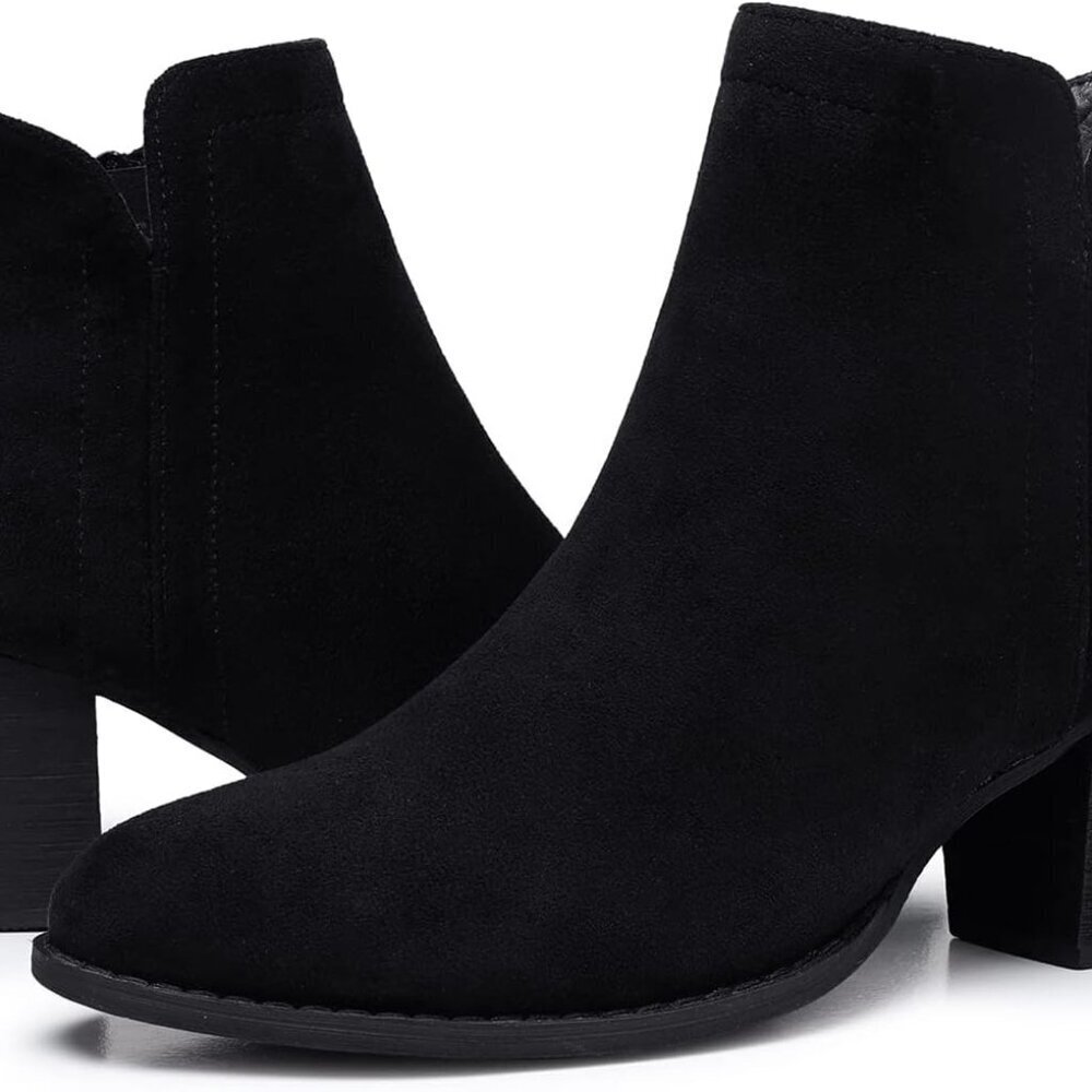 Women's Ankle Boots Faux Suede Zipper Chunky Low Heel Dressy Fall Shoes